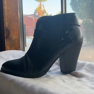 Black Leather Heeled Booties